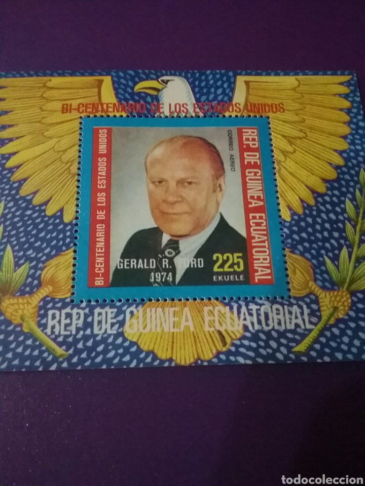 Selos: HB G. Ecuatorial nuevos/1975/2Cent/independencia/EE.UU/arte/pintura/Gerald/Ford/escudo/armas/aguila/