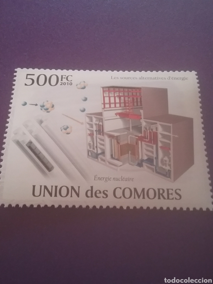 Timbres: Sello Comoras (I. Comores) nuevo/2010/calentamiento/global/energia/nuclear/central/industria/atomo/e