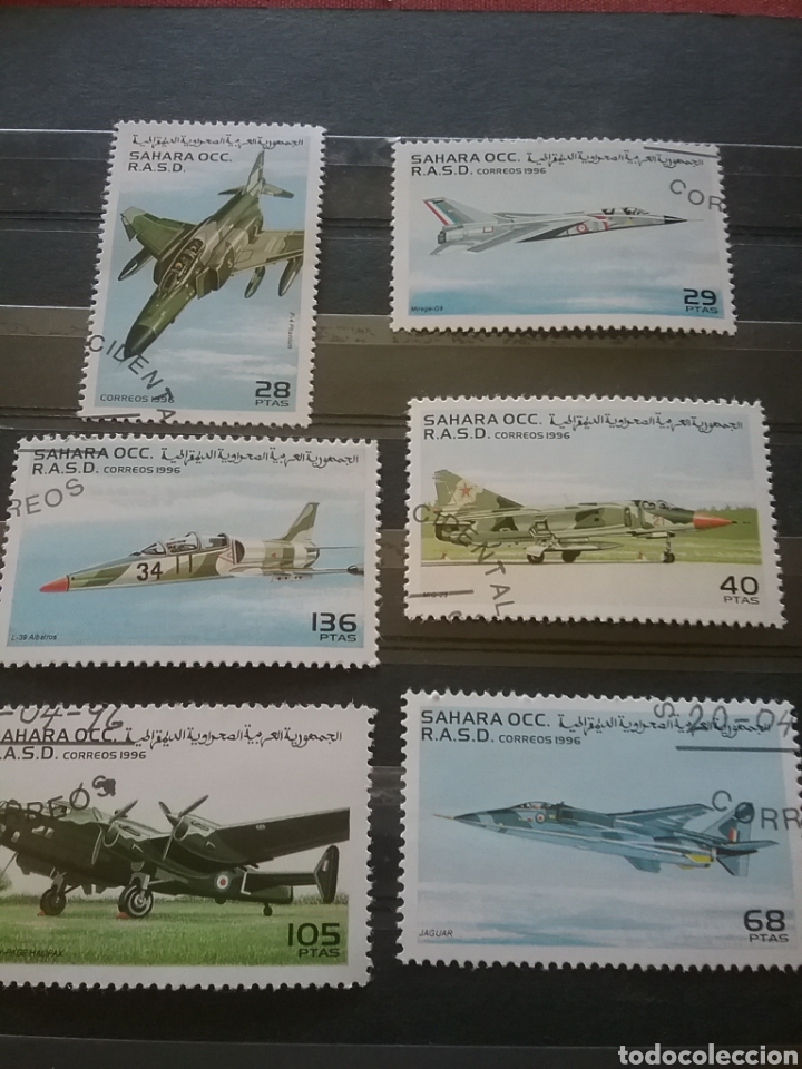 Sellos: Sello (Cenicienta) Sahara Occidental mtdo/1996/aviones/aviacion/vuelos/militar/guerra/vielos/mirage/