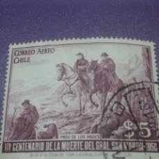 Sellos: SELLO CHILE USADO(SERIE1/2V). 1951. 100ANIV MUERTE GENERAL JOSÉ SAN MARTÍN. CABALLO. MILITAR. ANDES. Lote 363278965