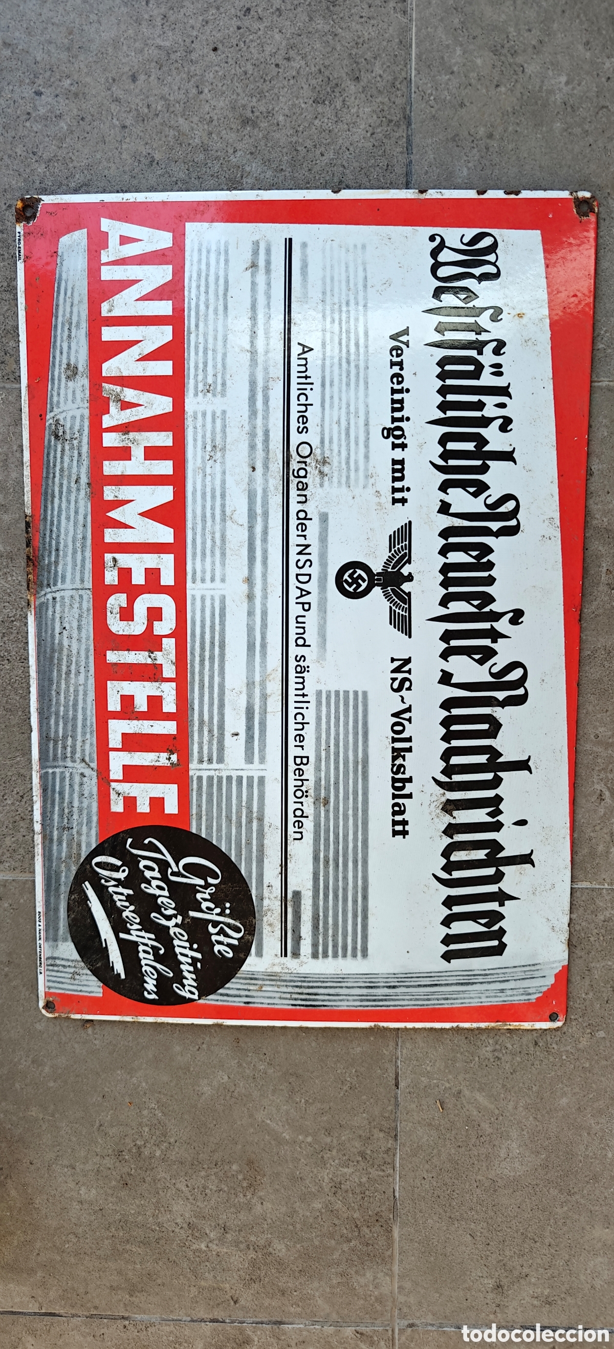Sellos: Enamel sign german ww2 - Foto 1