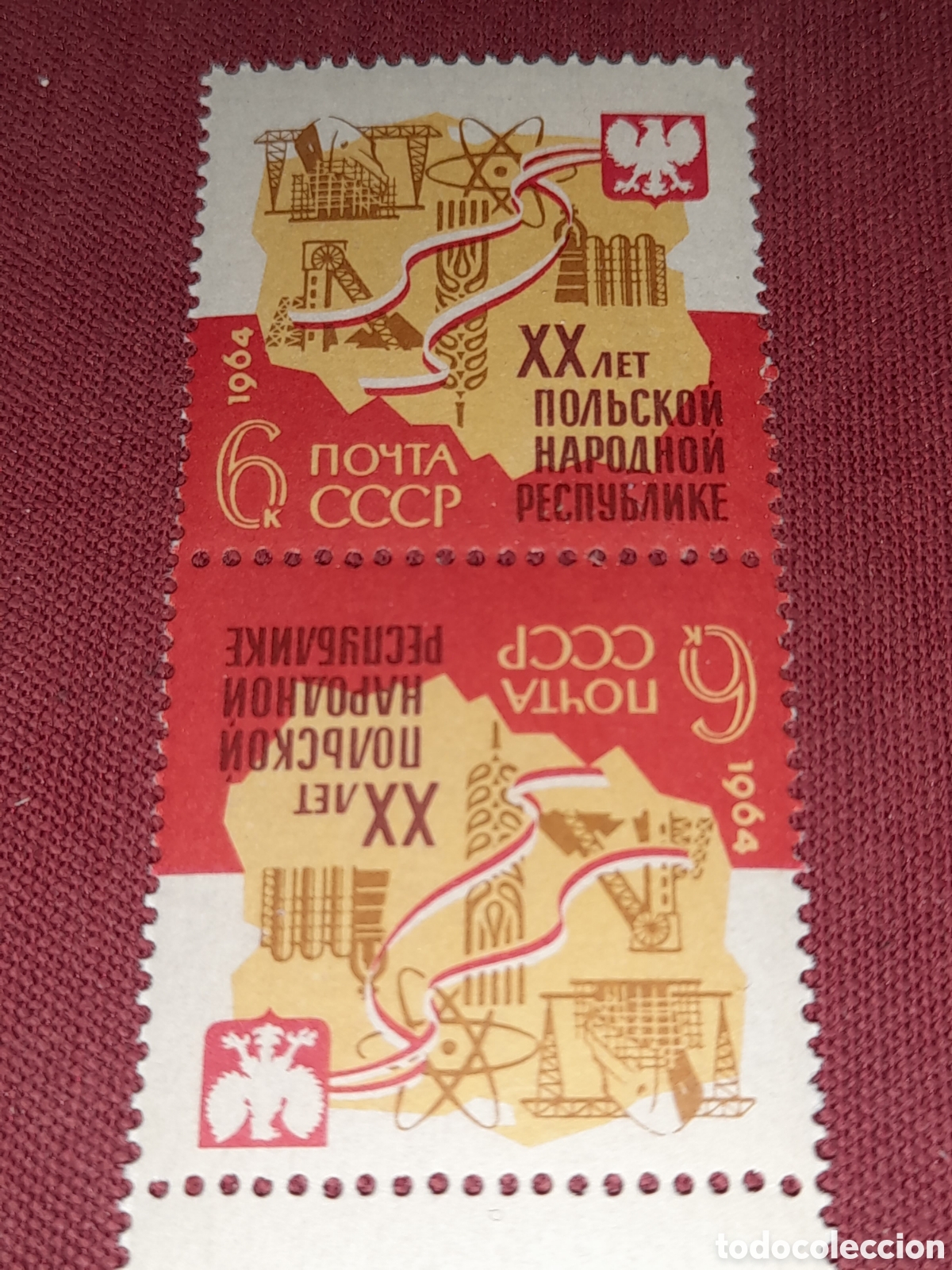 Sellos: Sello Rusia (CCCP,URSS) nuevo 1964. 20Aniv republica polaca Escudo armas. &Aacute;tomo. Nuclear. Aguila. Av