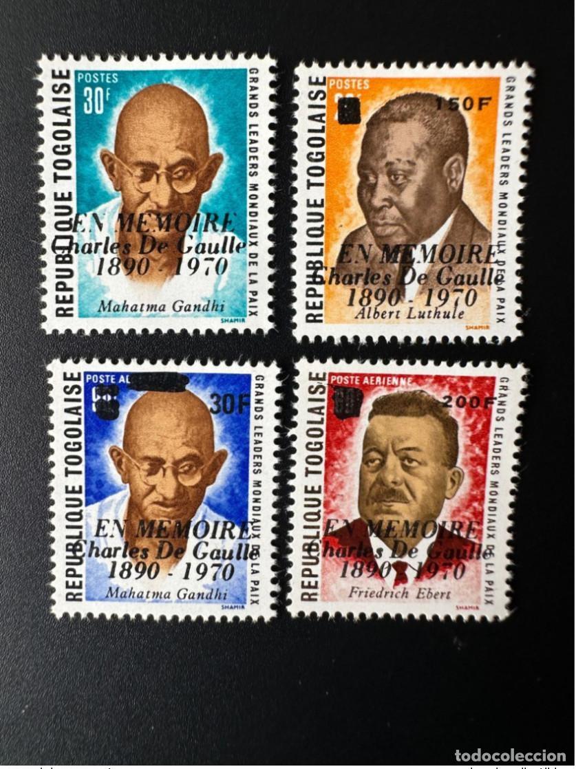 Sellos: Togo 1971 Mi. 839 - 842 Una memoria sobrecargada General De Gaulle Gandhi Luthule