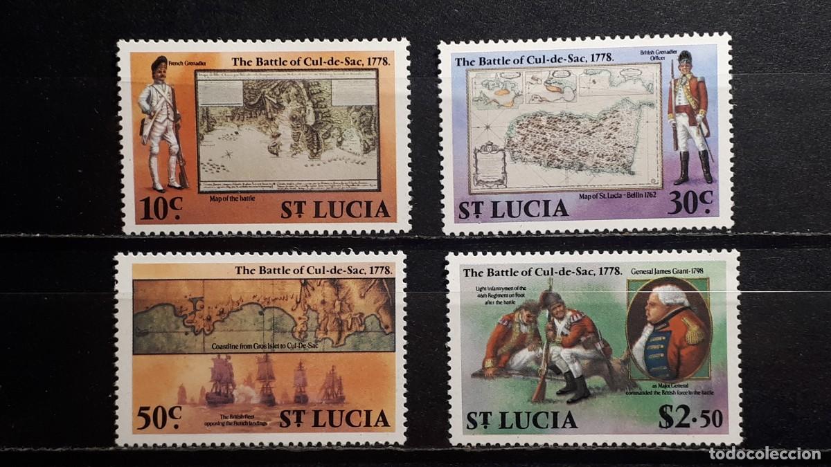 Sellos: MILITAR. SANTA LUCIA. **. A&Ntilde;O 1978. YVERT 444/7