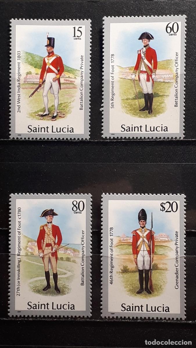 Sellos: MILITAR. SANTA LUCIA. **. A&Ntilde;O 1987. YVERT 860/3