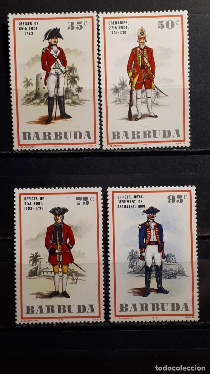 Sellos: MILITAR. BARBUDA. A&Ntilde;O 1975. **. YVERT 219/22