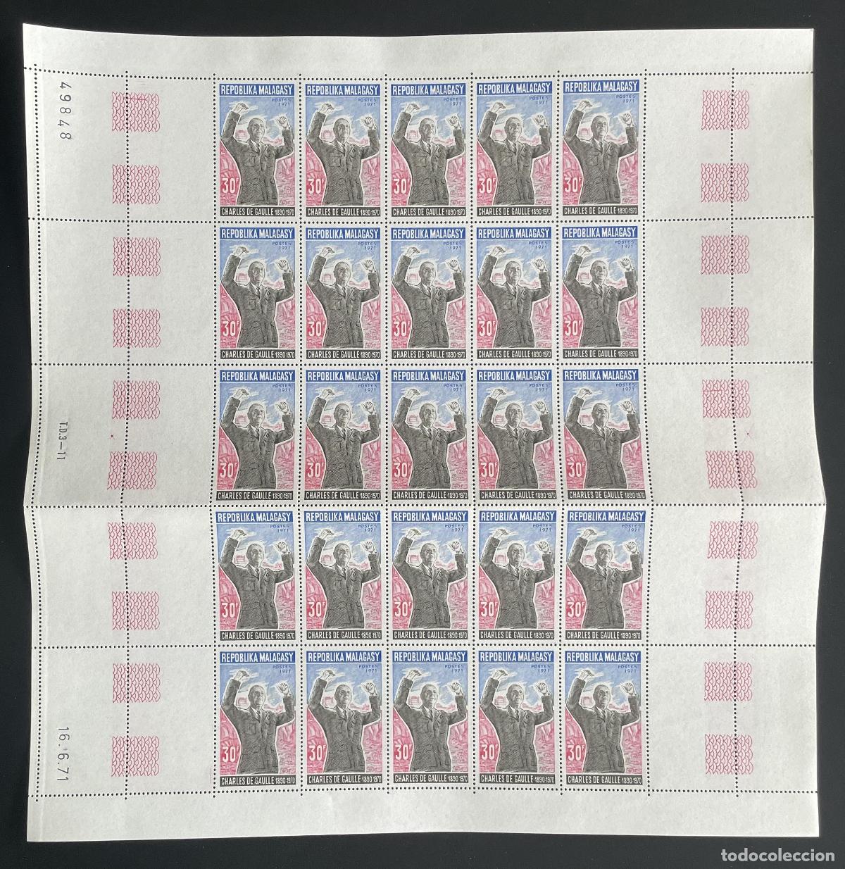 Sellos: Madagascar 1971 YT 489 bloque General Charles de Gaulle presidente Francia