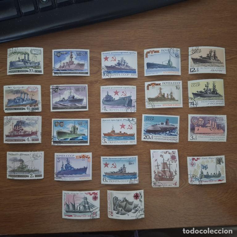 Sellos: Marina Sovi&eacute;tica e imperial , surtido. 22 piezas con matasellos.