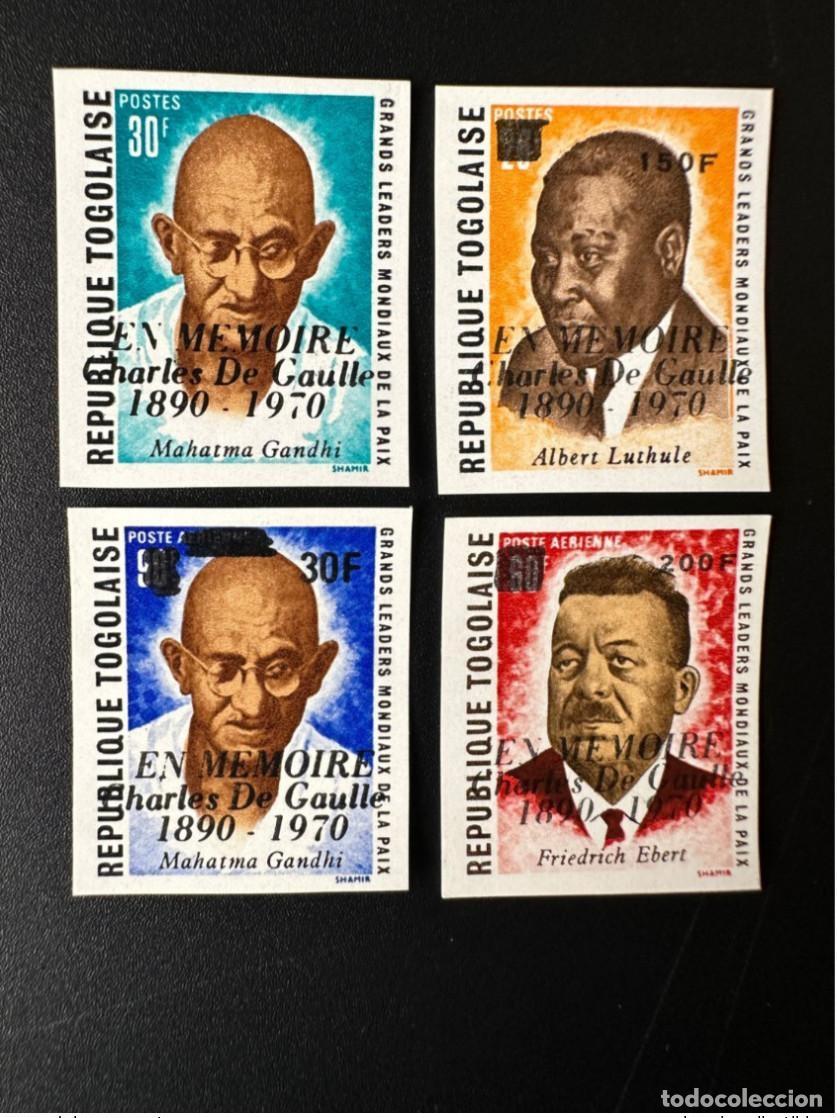 Sellos: Togo 1971 Mi. 839 - 842 B ND IMPERF Memoria General de Gaulle Gandhi L&uacute;thule