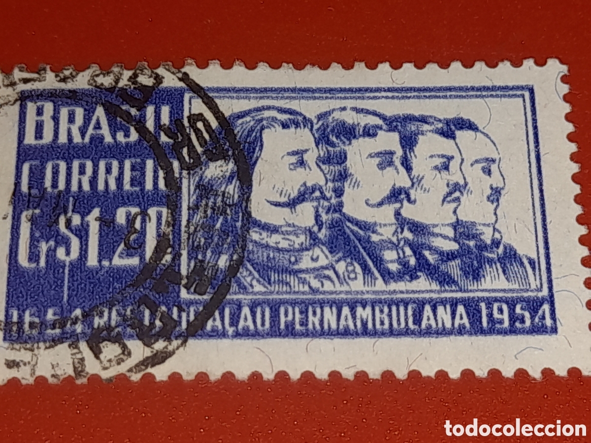 Sellos: Sello Brasil mtdo/udo 1953. 300Aniv reconquista Pernambuco. Historia. Militar. Soldado. Almirante.
