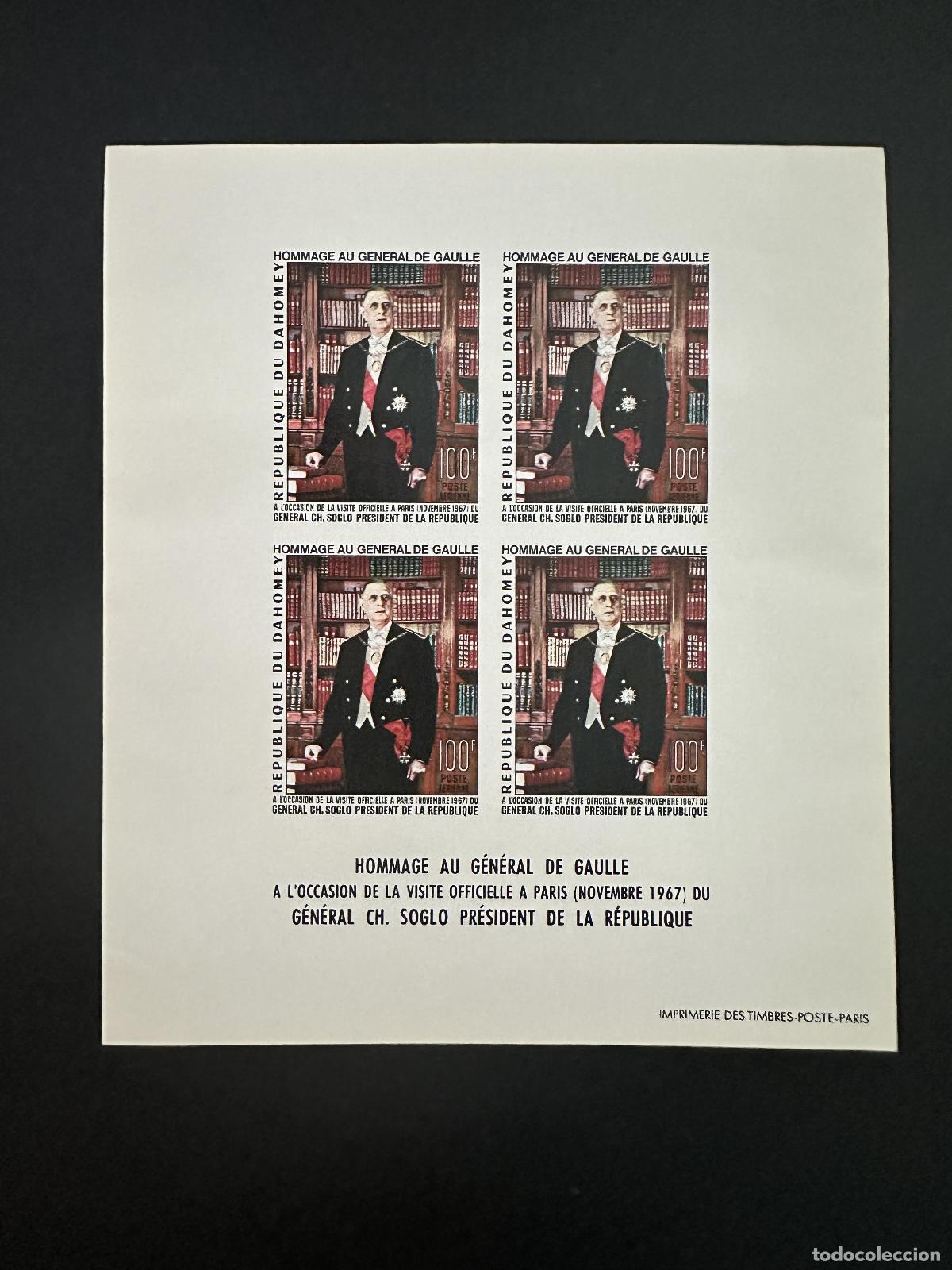 Sellos: Dahomey 1967 Mi. Bl. XI II. El EMPERADOR GENERAL DE Gaulle visita Par&iacute;s