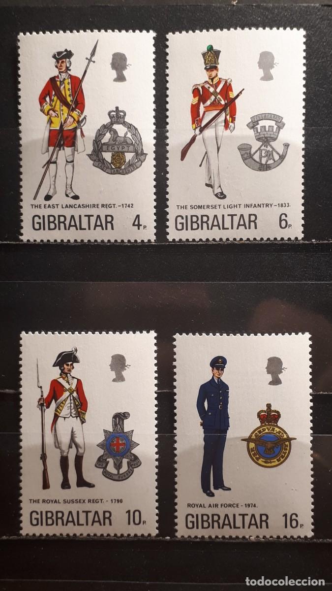 Sellos: MILITAR. GIBRALTAR. A&Ntilde;O 1974. **. YVERT 308/11