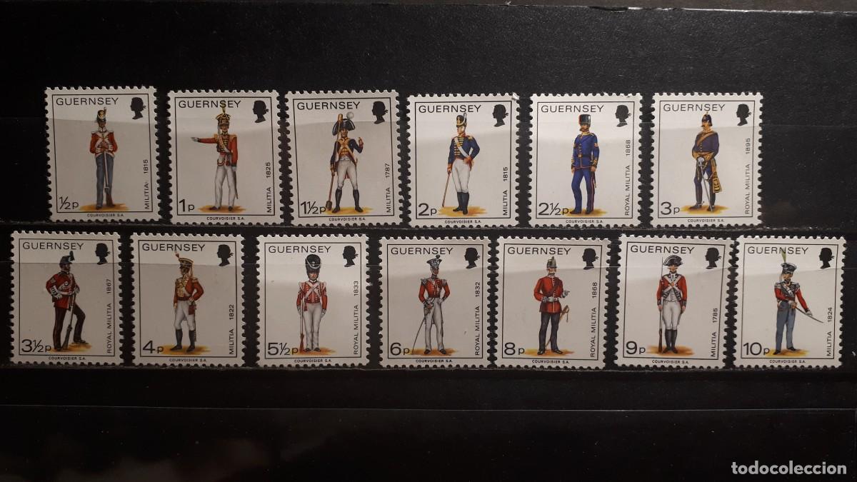 Sellos: MILITAR. GUERNSEY. A&Ntilde;O 1974. **. YVERT 88/100