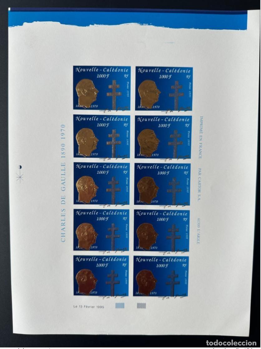 Sellos: Nueva Caledonia 1995 YT No. 682 VARIETE OR DECALE ND G&eacute;n&eacute;ral de Gaulle gold