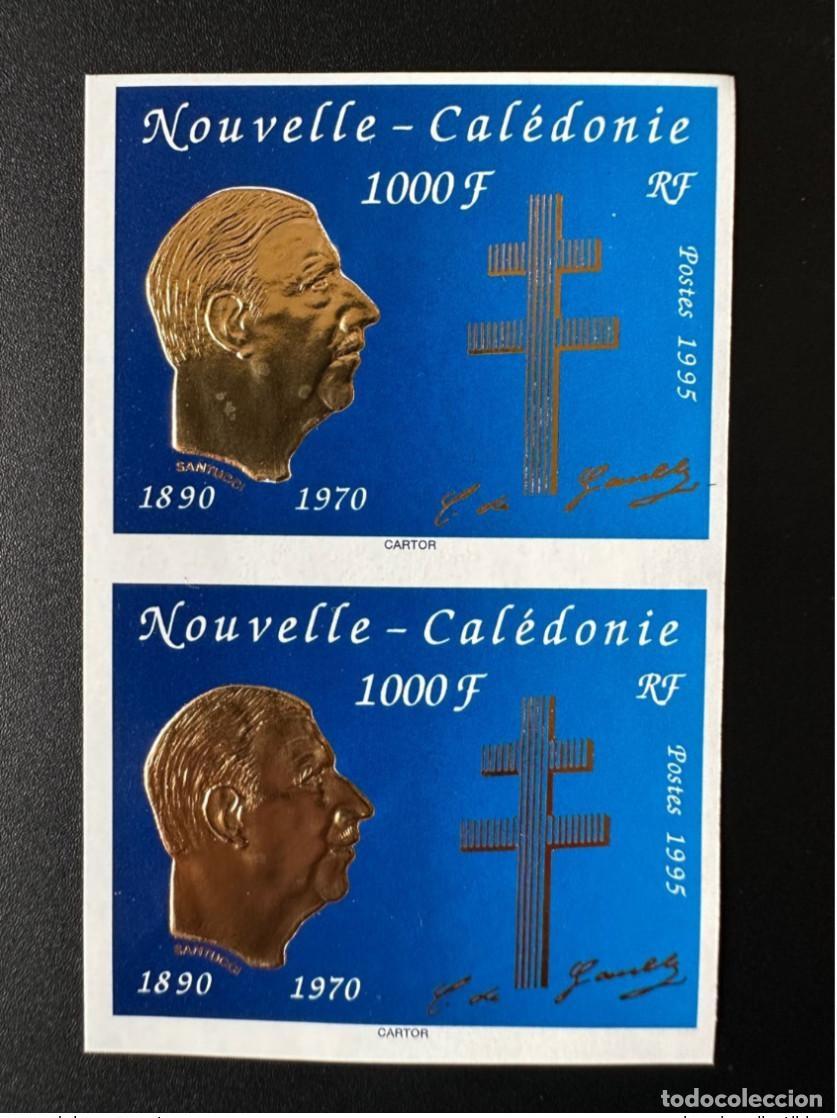 Sellos: Nueva Caledonia 1995 YT No. 682 Segunda pareja Muerte General Charles Gaulle Dor&eacute;
