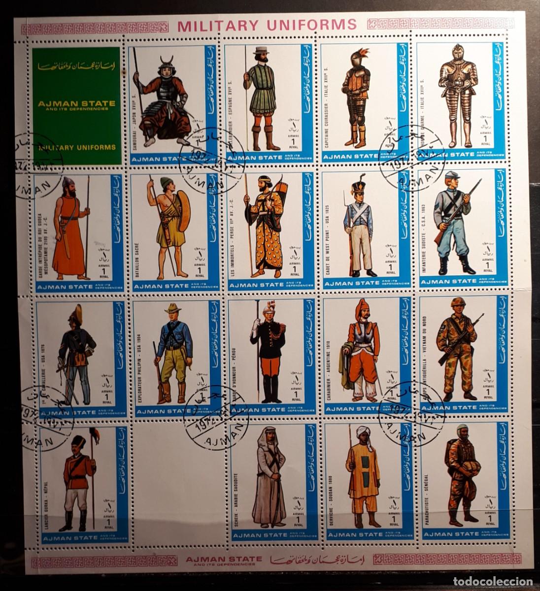 Sellos: MILITAR. AJMAN. A&Ntilde;O 1972. &deg;.