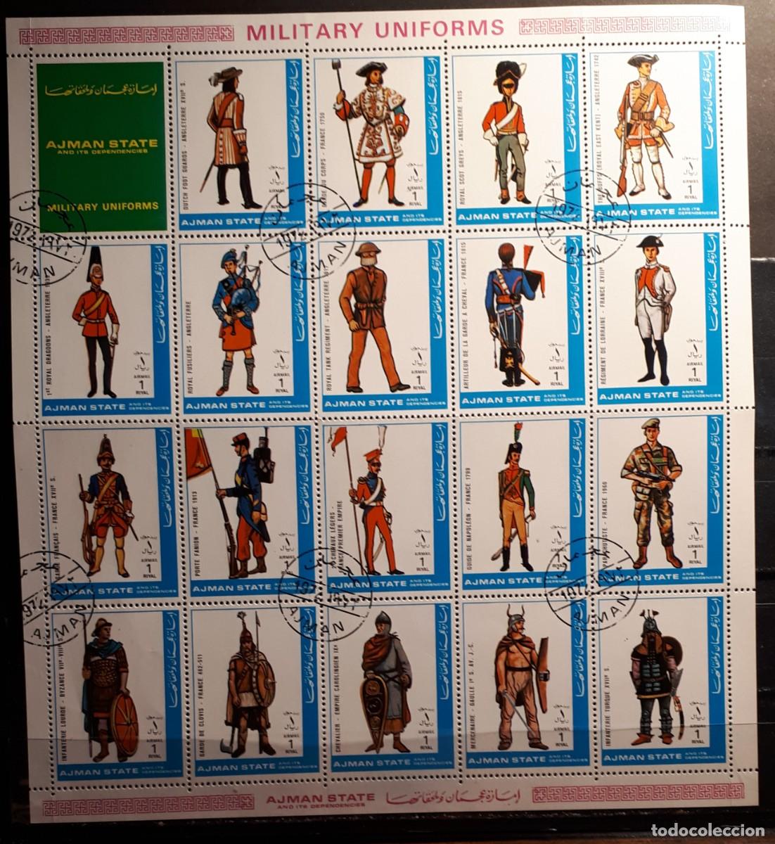 Sellos: MILITAR. AJMAN. A&Ntilde;O 1972. &deg;.