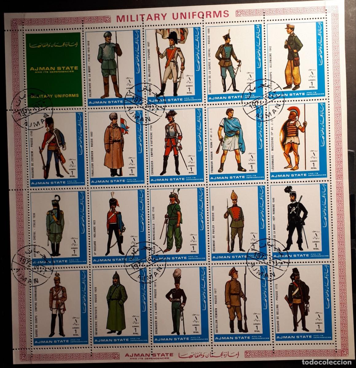 Sellos: MILITAR. AJMAN. A&Ntilde;O 1972. &deg;.