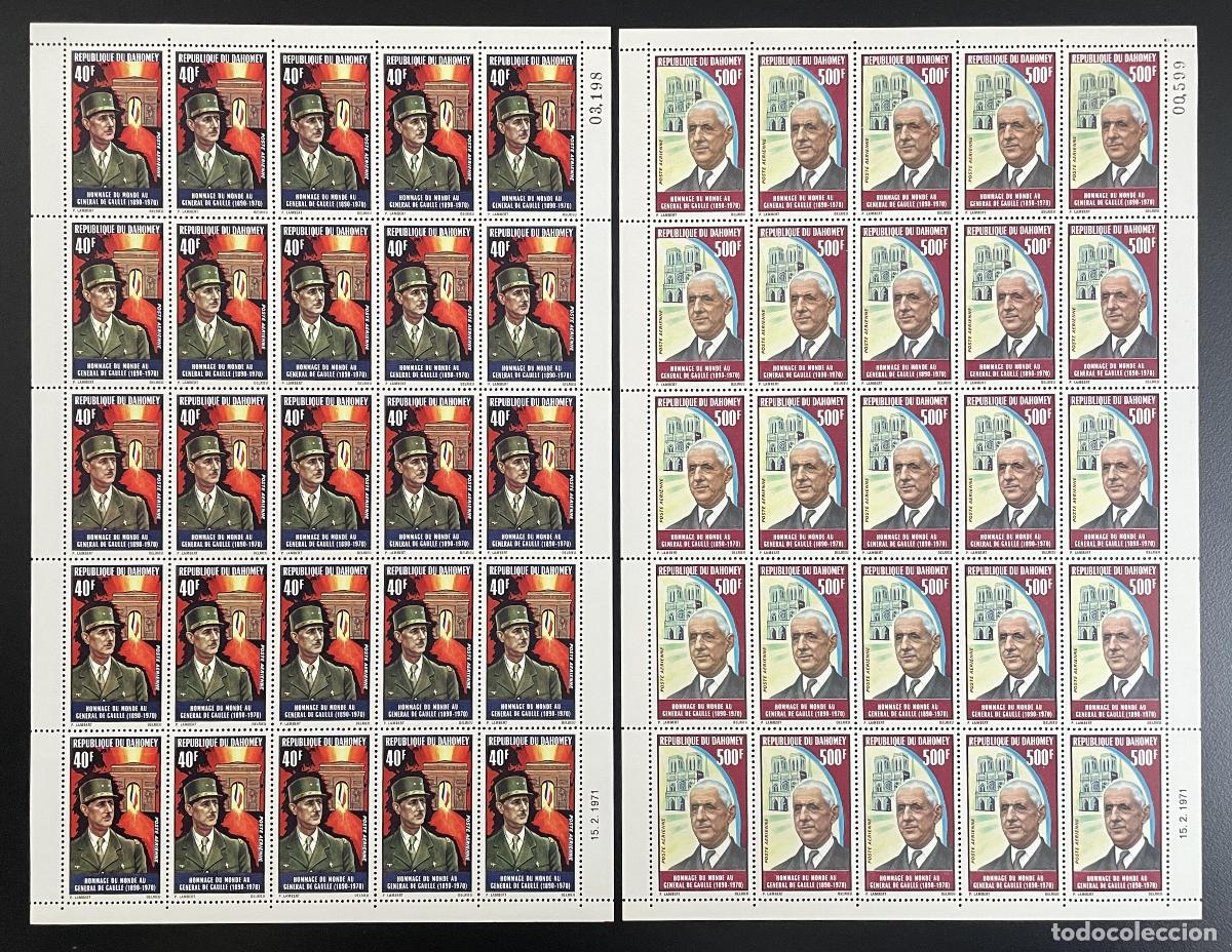Francobolli: Dahomey 1971 YT PA 139-140 tabl&oacute;n Charles De Gaulle General Colombey Notre Dame