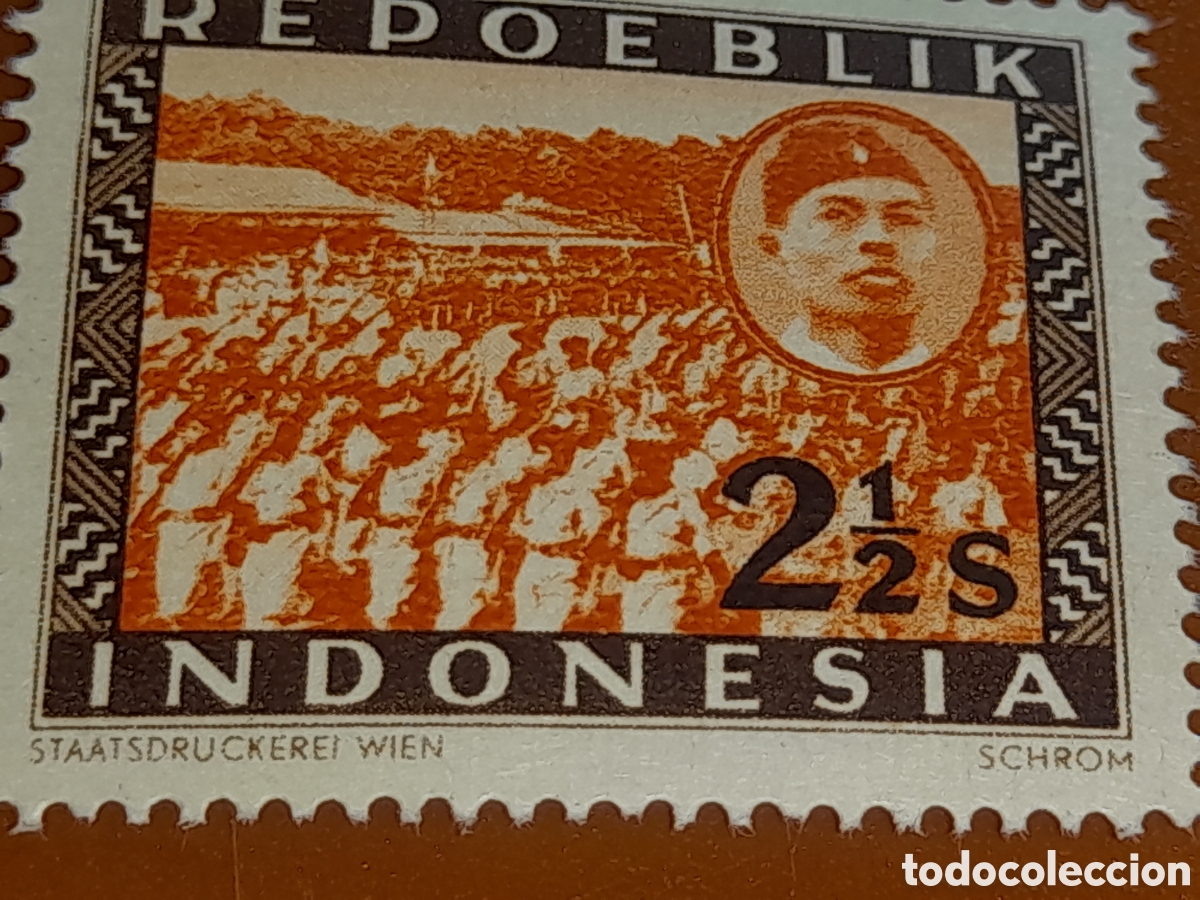 Sellos: Sello (1/24v) Indonesia nuevo 1947-1948. Inscripcion Repoeblik. Militar. Soldado. Uniforme. Desfile.