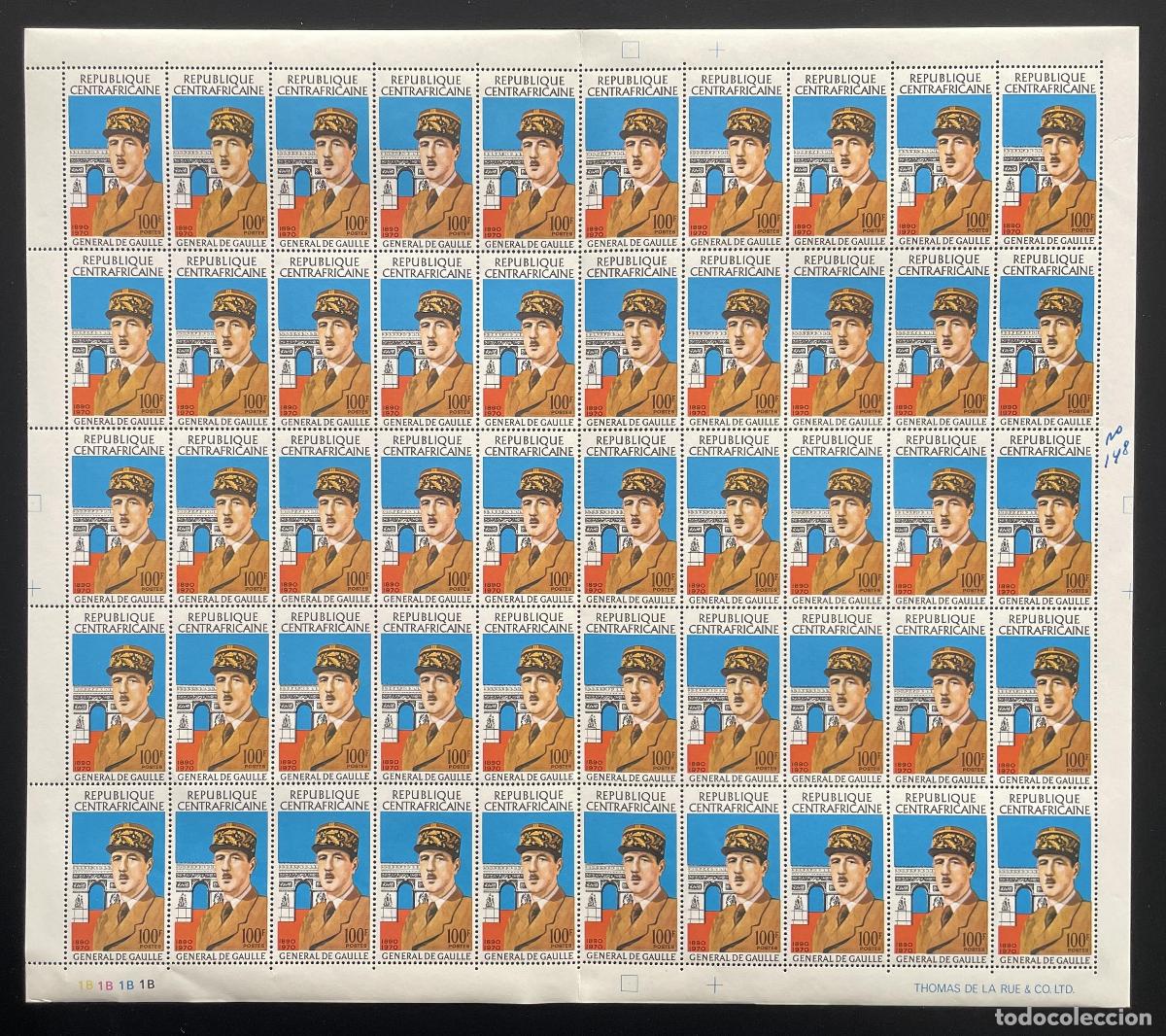 Sellos: Centroafricano 1971 YT 148 tabl&oacute;n Pol&iacute;tico del general Charles de Gaulle