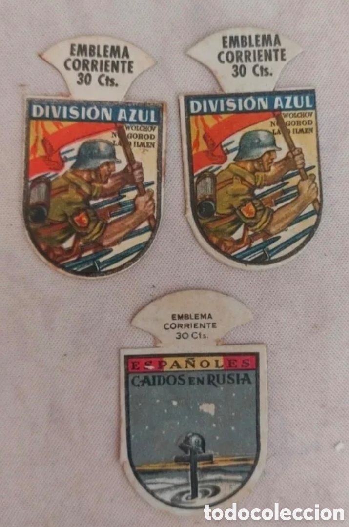 Sellos: Lote 3 Sellos Divisi&oacute;n Azul y Espa&ntilde;oles Ca&iacute;dos
