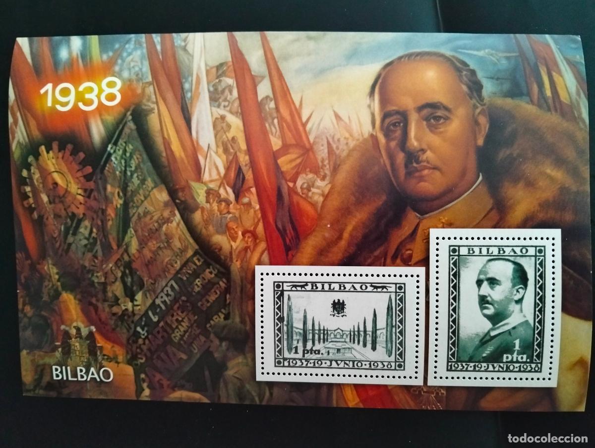 Briefmarken: HOJA BLOQUE GUERRA CIVIL ESPA&Ntilde;OLA, 2 SELLOS FRANCO BILBAO, A&Ntilde;O 1938