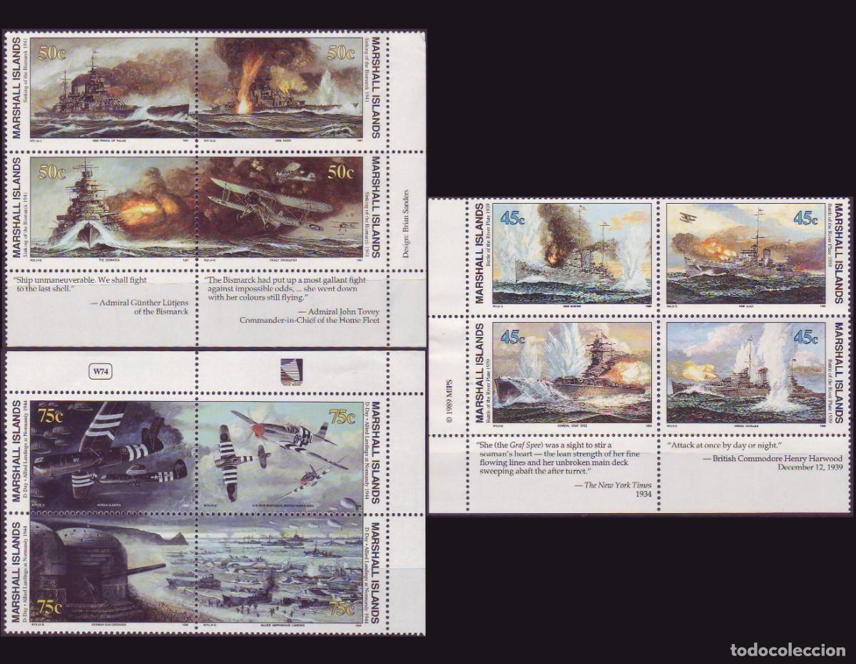 Sellos: Marshall Islands 1989-91-94 | Key Events of World War II | Yvert: 275/8 + 351/4 + 506/9 MNH **