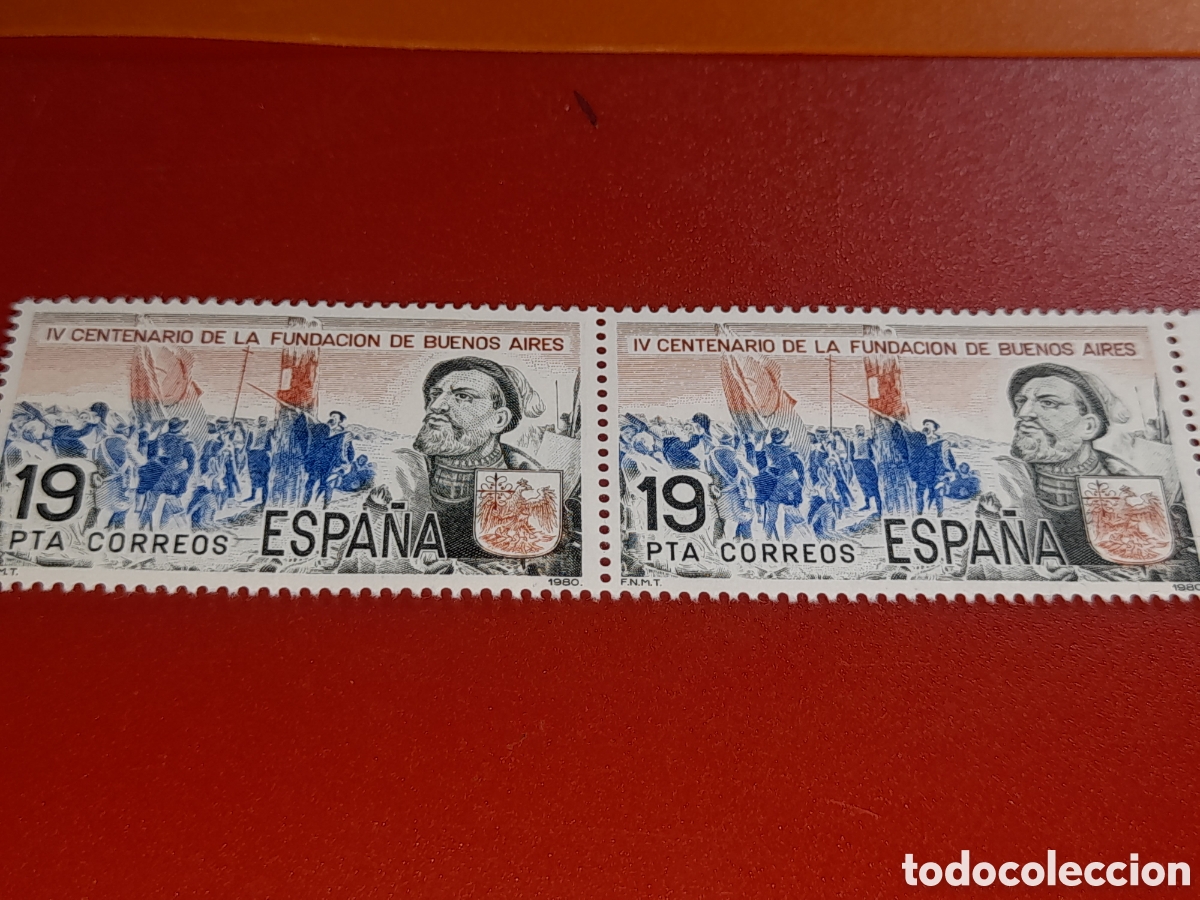 Sellos: Sello Espa&ntilde;a nuevo 1980. 400Aniv Fundaci&oacute;n B. Aires. Soldado. Uniforme. Escudo armas. &Aacute;guila. Milita
