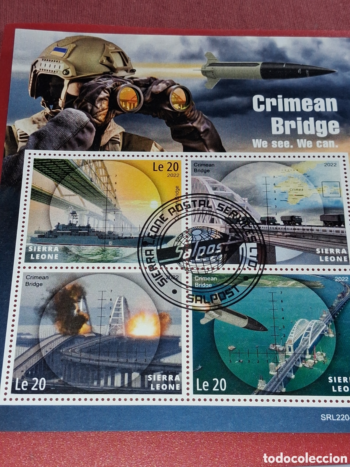 Sellos: H Sierra Leona mtdo 2022. Puentes famosos. Arte. Arquitect&oacute;nico. Militar. Guerra. Crimea. Misil. S