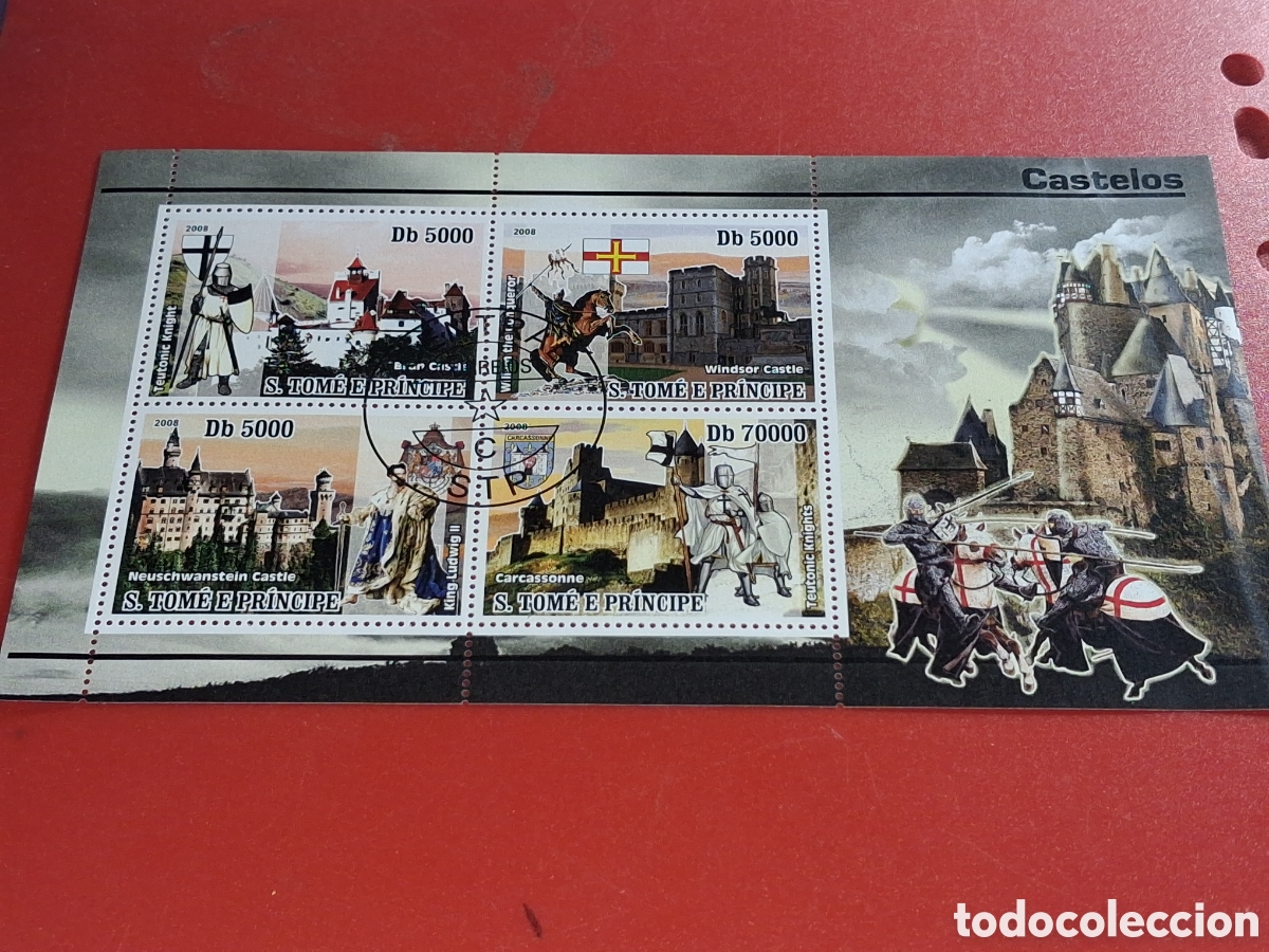 Sellos: HB Tome Pr&iacute;ncipe mtdo 2008. Castillos. Fortaleza. Estandarte. Soldado. Armadura. Medieval. Historia