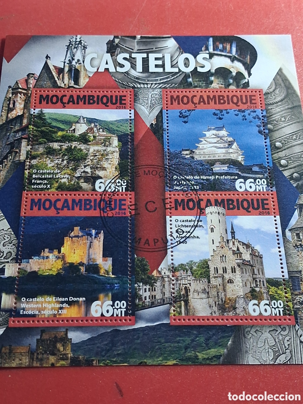 Sellos: HB Mozambique mtdo 2016. Castillo. Fortaleza. Historia. Militar. Arquitectura.
