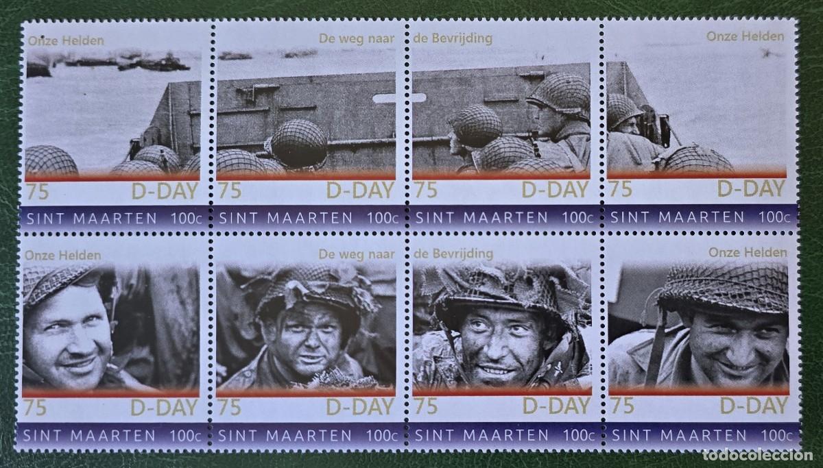 Sellos: Sint Maarten - Hoja 8 sellos Nuevos del Dia - D Tem&aacute;tica Militar - Escaso