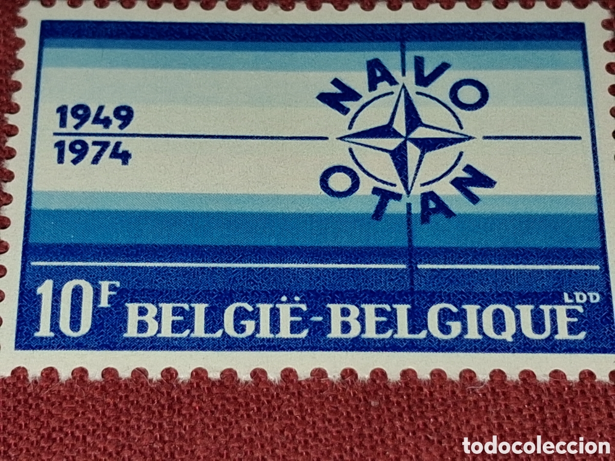 Sellos: Sello B&eacute;lgica nuevo 1974. 25Aniv Fundaci&oacute;n O.T.A.N. N.A.T.O. Militar. Emblema.