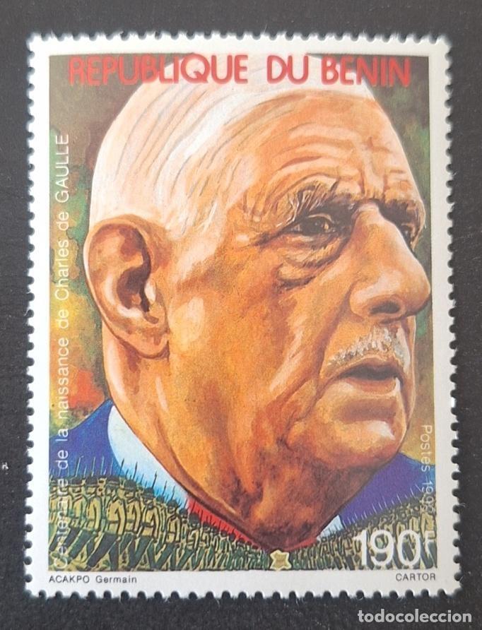Sellos: Ben&iacute;n 1990 Mi. 499 Charles de Gaulle centenario nacimiento retrato
