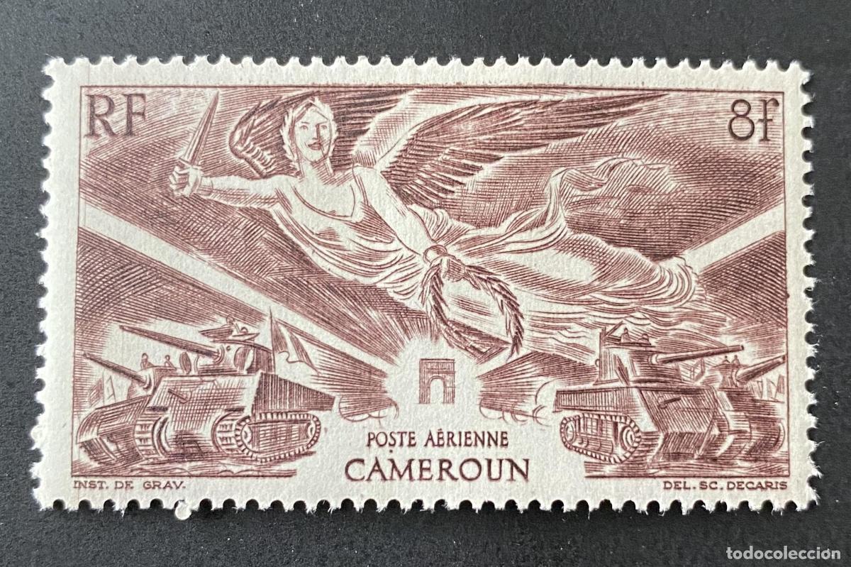 Sellos: Camer&uacute;n 1946 Mi. 289 correo a&eacute;reo victoria &aacute;ngel carros Decaris