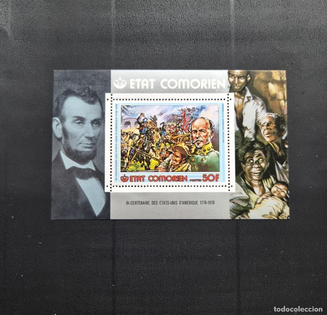 Sellos: Comoras 1976 Mi. Bl. 63 Bicentenario EE.UU. Lincoln Antietam