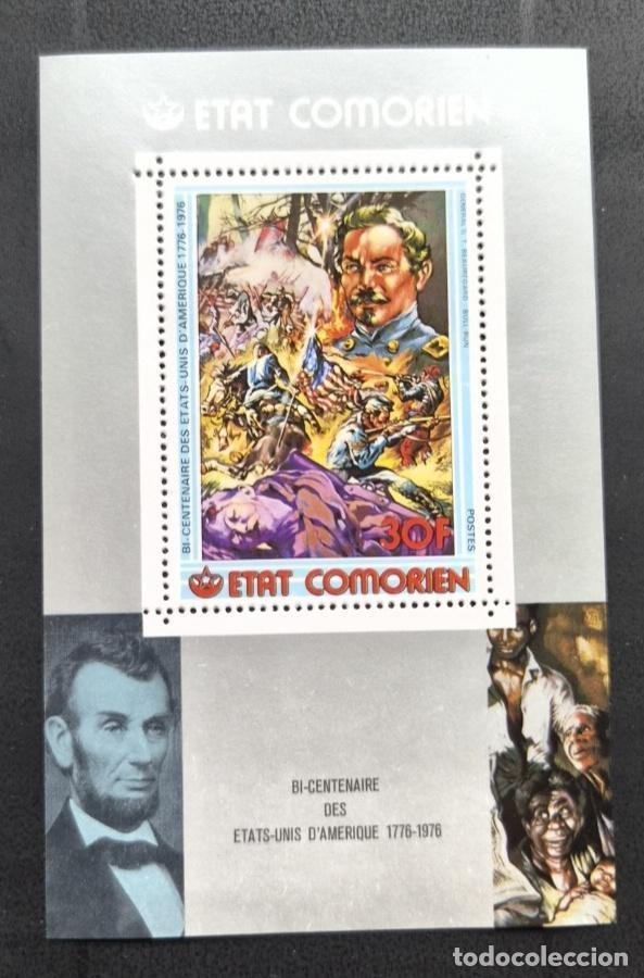 Sellos: Comoras 1976 Mi. Bl. 62 Bicentenario EE.UU. Lincoln