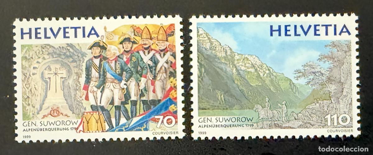 Timbres: Suiza 1999 Mi. 1699-1700 emisi&oacute;n conjunta General Suv&oacute;rov Alpes
