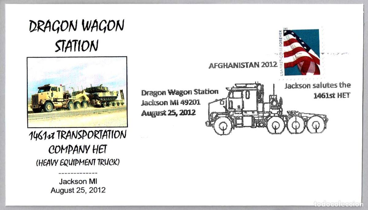 Sellos: Matasellos 1461ST HET - DRAGON WAGON - TRANSPORTE MILITAR - AFGHANISTAN 2012. Jackson MI, USA, 2012