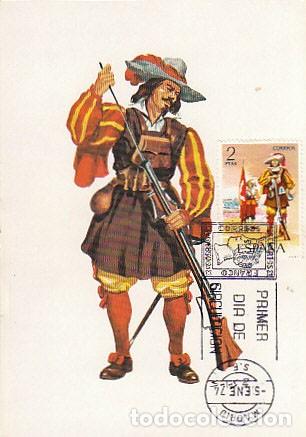 Sellos: EDIFIL 2168, ARCABUCERO DE INFANTERIA DE 1632, TARJETA MAXIMA DE PRIMER DIA DE 5-1-1974