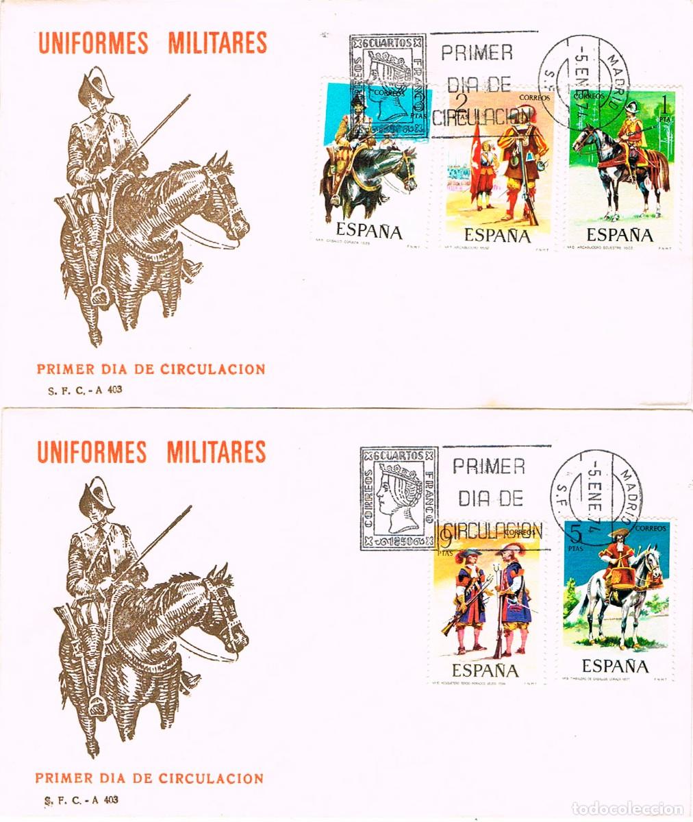 Sellos: EDIFIL N&ordm; 2167/71, Uniformes militares (siglo XVII), SOBRE DE PRIMER DIA DIA DE 5-1-1974