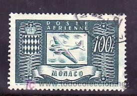 Sellos: monaco aereo 17 usada, avion y escudo, - Foto 1