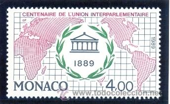 Sellos: MONACO 1989 - CENTENARIO DE LA UNION INTERPARLAMENTARIA - Yvert 1700 - Foto 1