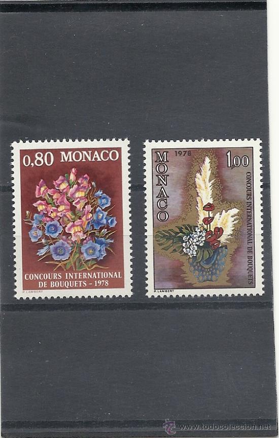 Sellos: MONACO 1977 YVERT N&ordm; 1115/16** BOUQUETS - Foto 1