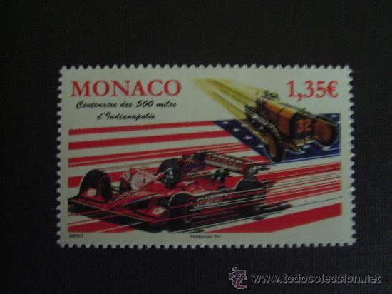 Sellos: MONACO, A&Ntilde;O 2011. CENTENARIO 500 MILLAS DE INDIANAPOLIS - Foto 1