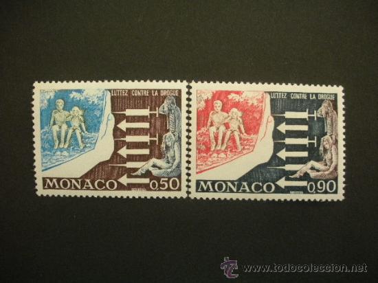 Sellos: Monaco 1973 Ivert 951/2 *** Lucha contra la Droga - Foto 1