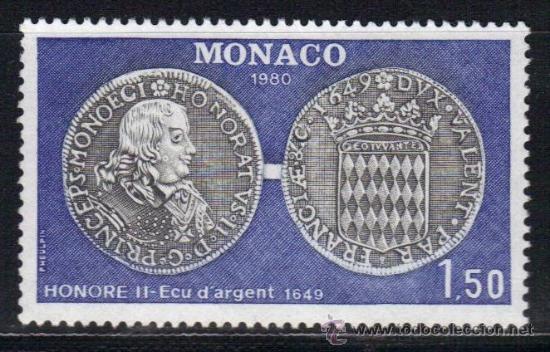Sellos: MONACO 1980 - MONEDAS Y NUMISMATICA - Yvert 1231** - Foto 1