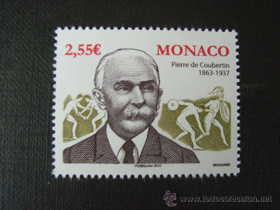 Sellos: MONACO A&Ntilde;O 2013. DEPORTE. PIERRE DE COUBERTIN - Foto 1