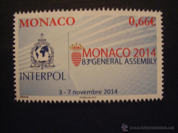 Sellos: MONACO  A&Ntilde;O 2014. 83 ASAMBLEA DE LA INTERPOL - Foto 1